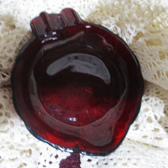 Royal Ruby Depression Glass Ashtray - Picture 2 of 7